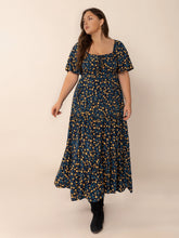 Plus Size Printed Short Sleeve Slit Tiered Maxi Dress OutfitFlow